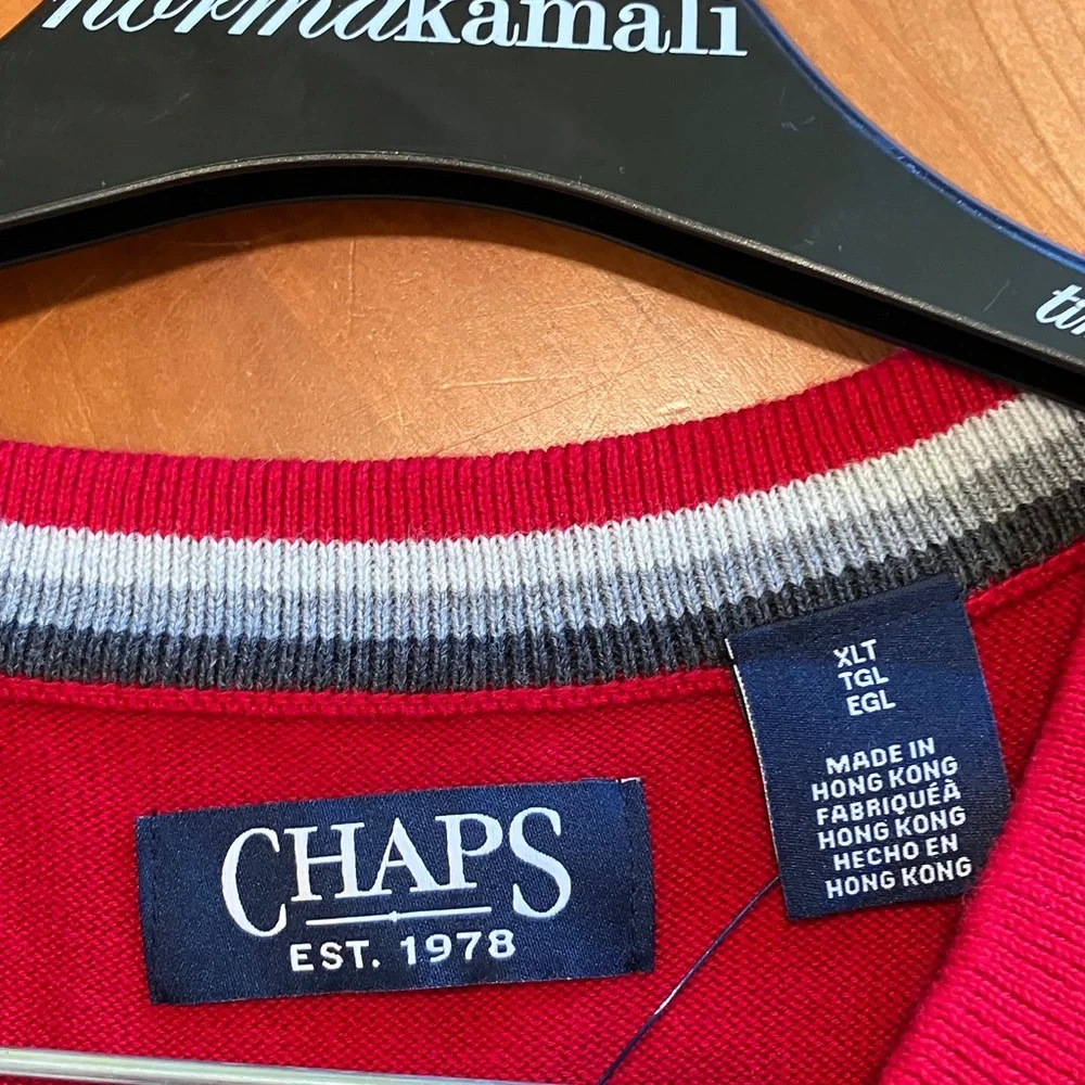 NWT Chaps EST 1978 Red V-Neck Sweater Vest - Picture 2 of 5